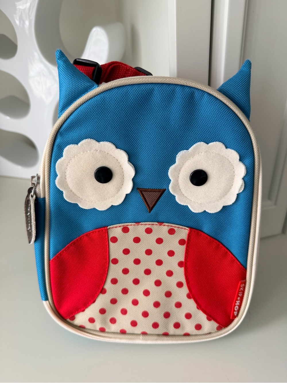 SKIP HOP Zoo Lunchies Insulated Lunch Bag Owl Design LIKE NEW Kids Baby Blue Red
